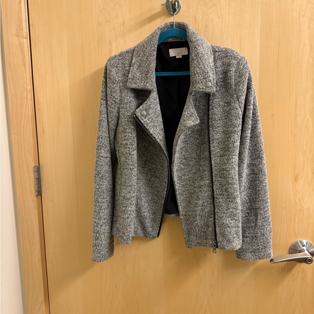 LOFT Gray Knit Moto Blazer